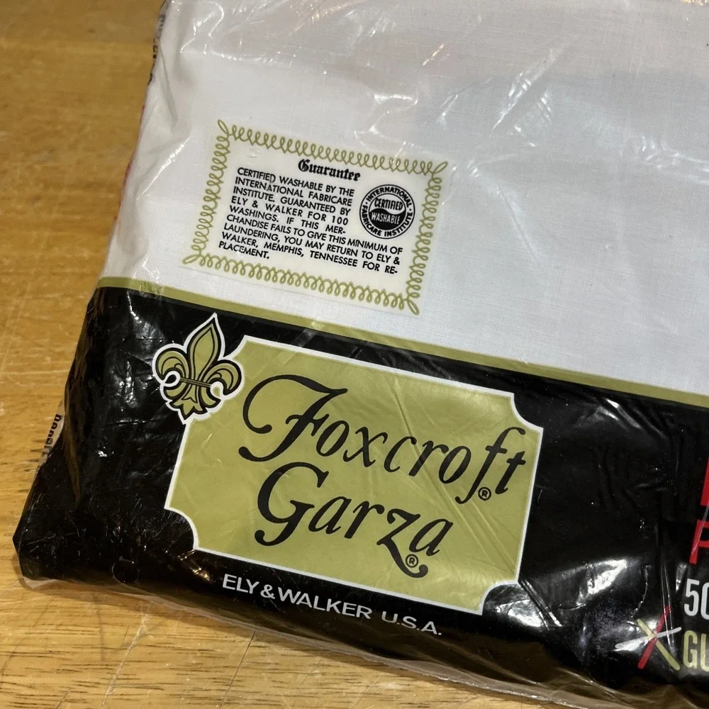 New Vintage Foxcroft Garza Double Flat Sheet White No-Iron Cotton Percale Sealed